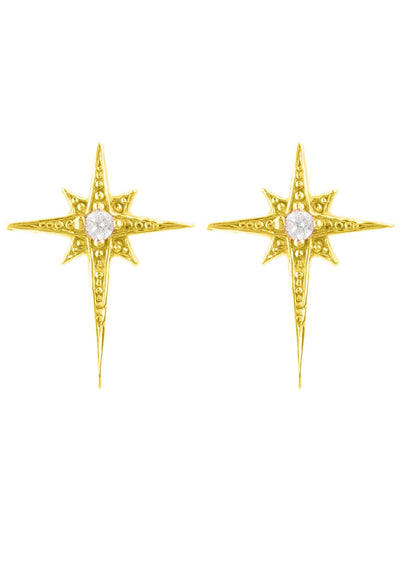 Stud earrings - mini polar star - 22 carat gold plated