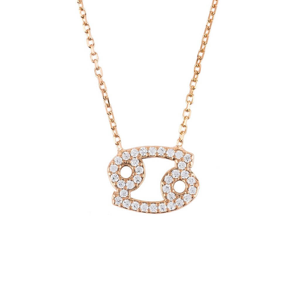 Cancer - necklace - 22 carat (rose) gold-plated - zirconia
