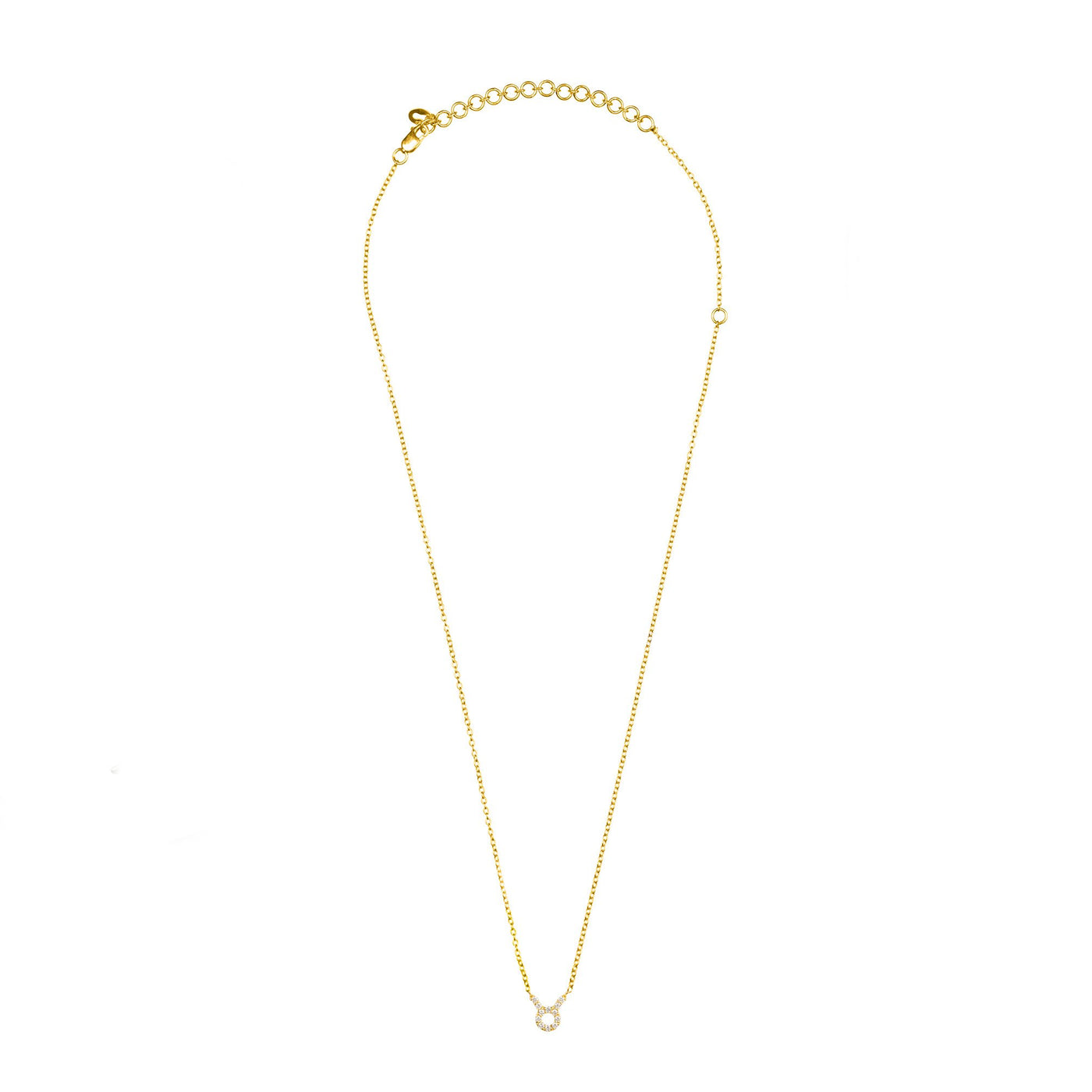 Taurus - necklace - 22 carat gold plated - diamonds