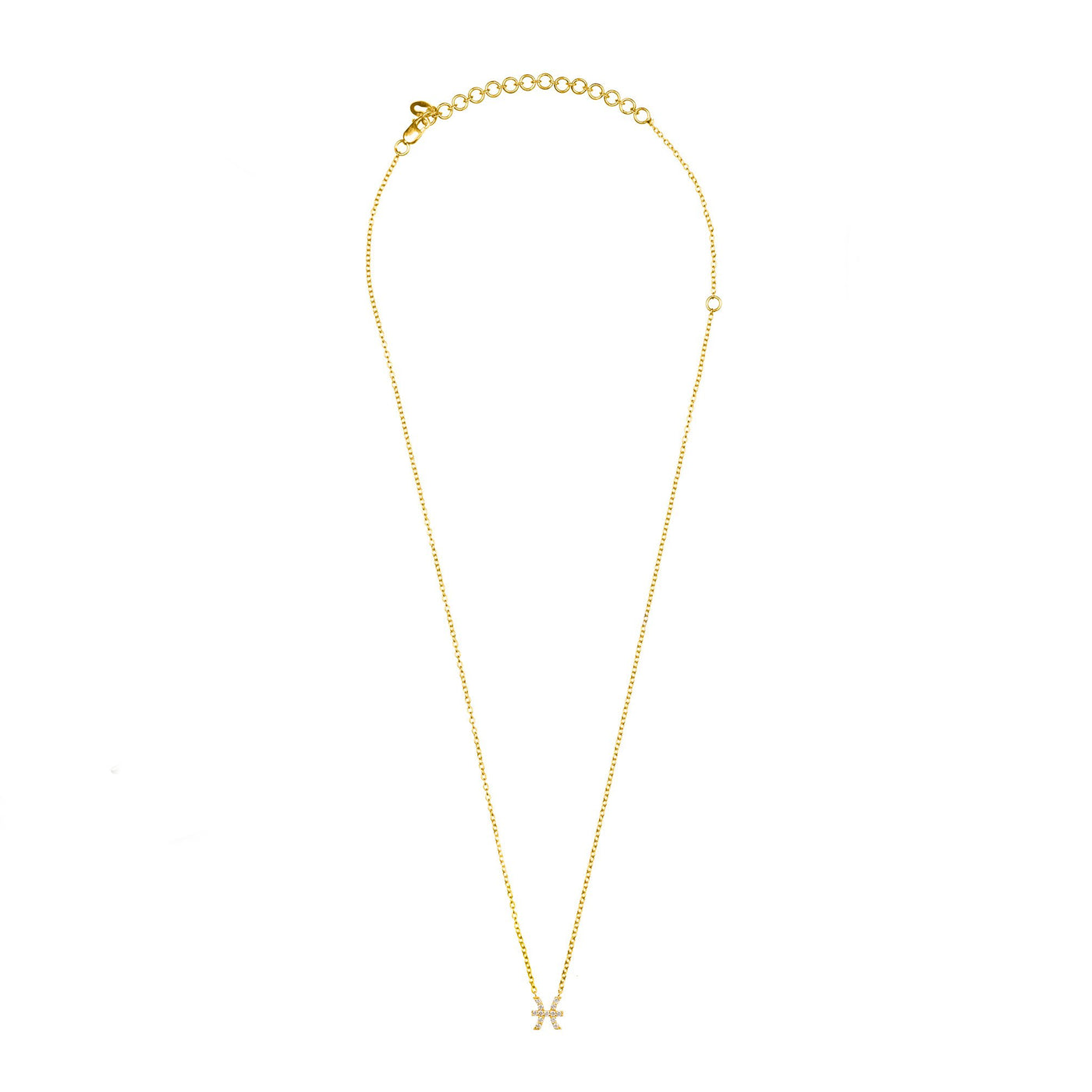 Pisces - necklace - 22 carat gold plated - diamonds