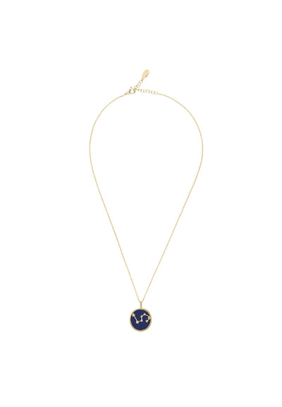 Leo - necklace - 22 carat gold plated - lapis lazuli with white zirconia