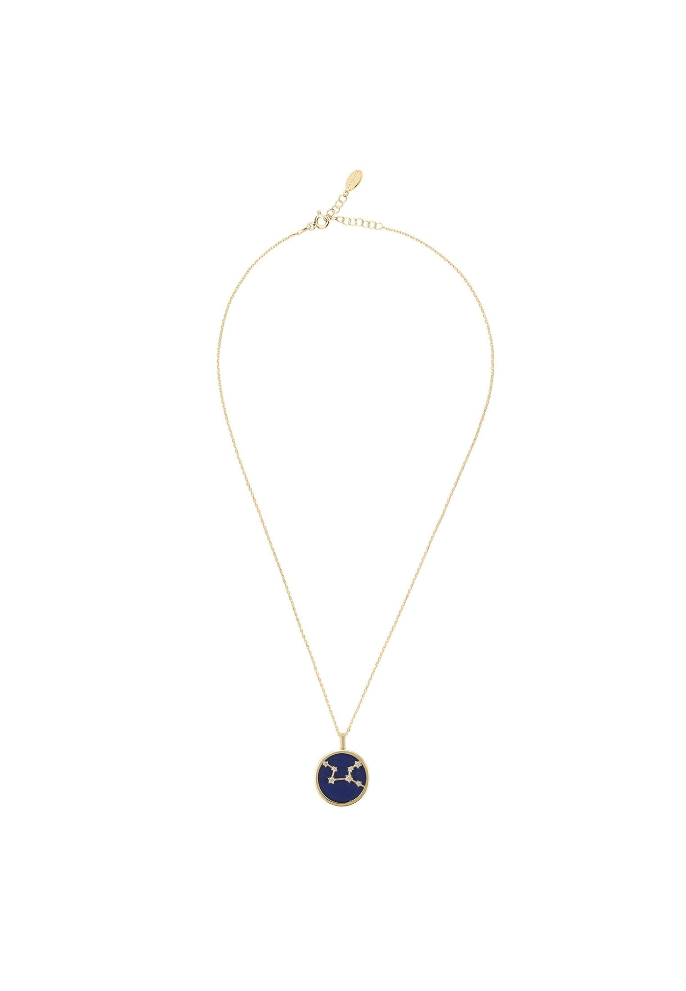 Virgo - necklace - 22 carat gold plated - lapis lazuli with white zirconia