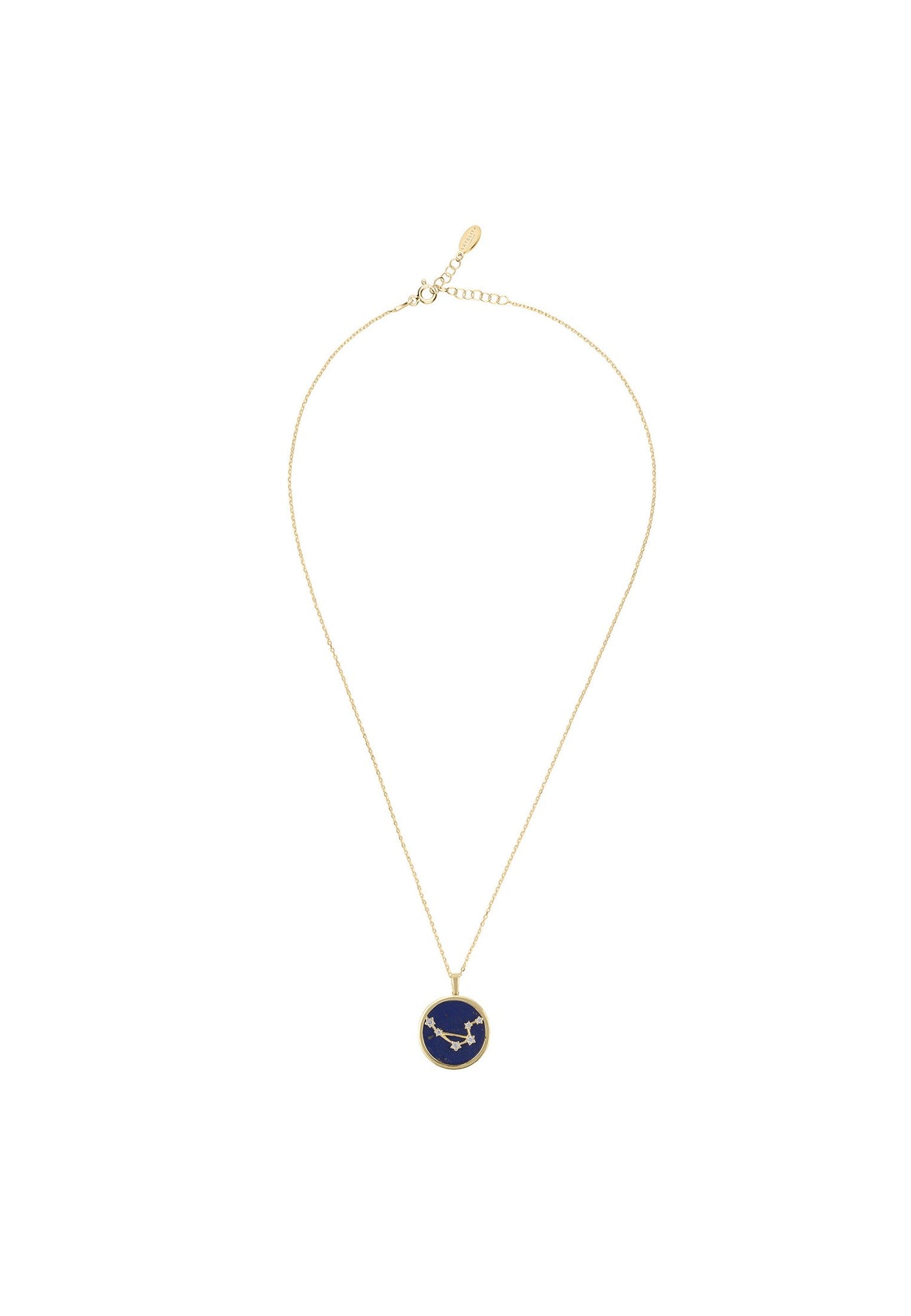 Libra - necklace - 22 carat gold plated - lapis lazuli with white zirconia