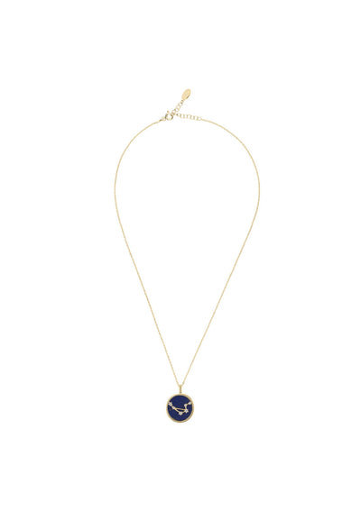 Libra - necklace - 22 carat gold plated - lapis lazuli with white zirconia