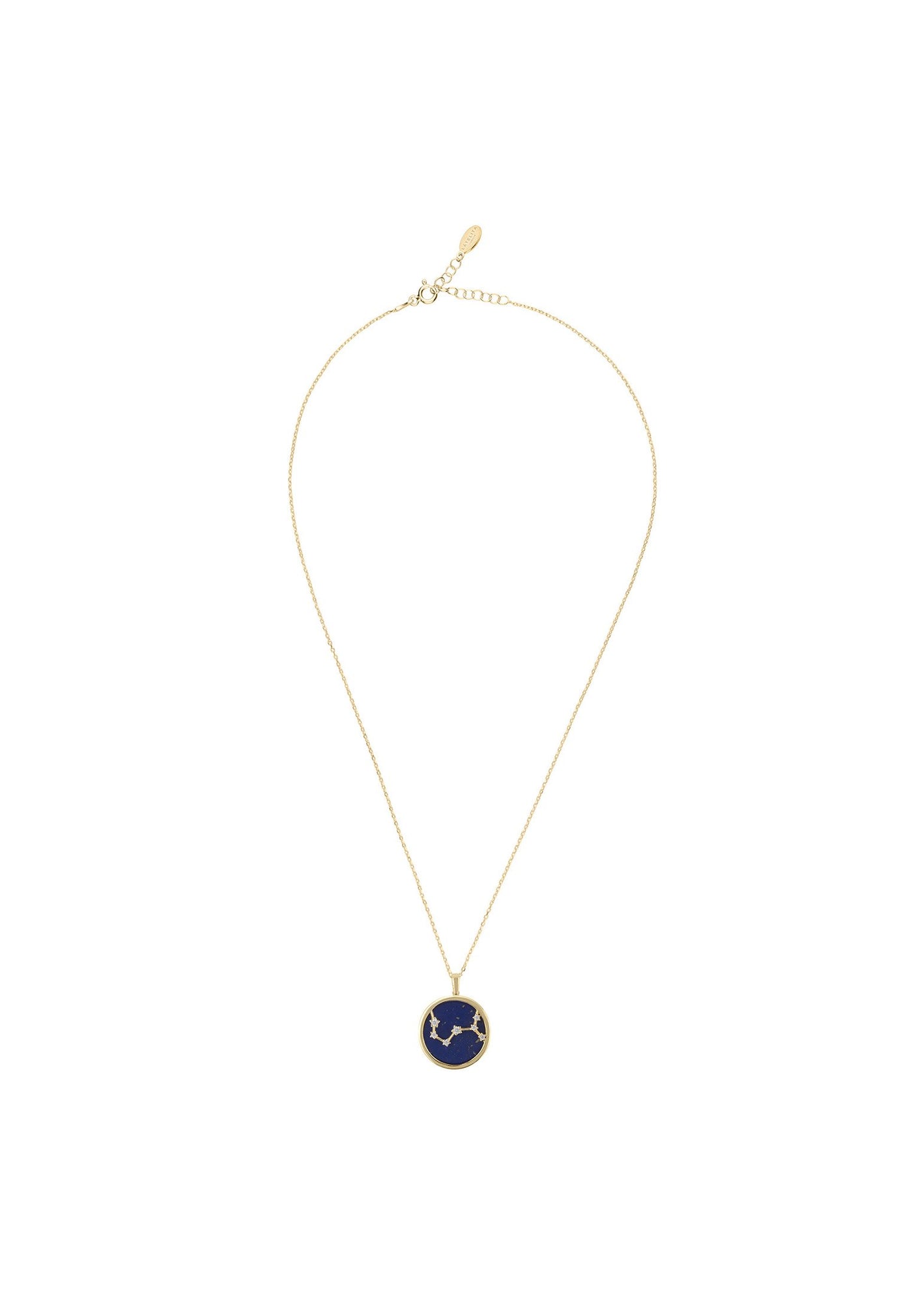Scorpio necklace - 22 carat gold plated - lapis lazuli with white zirconia