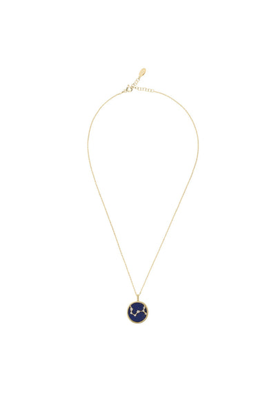 Scorpio necklace - 22 carat gold plated - lapis lazuli with white zirconia