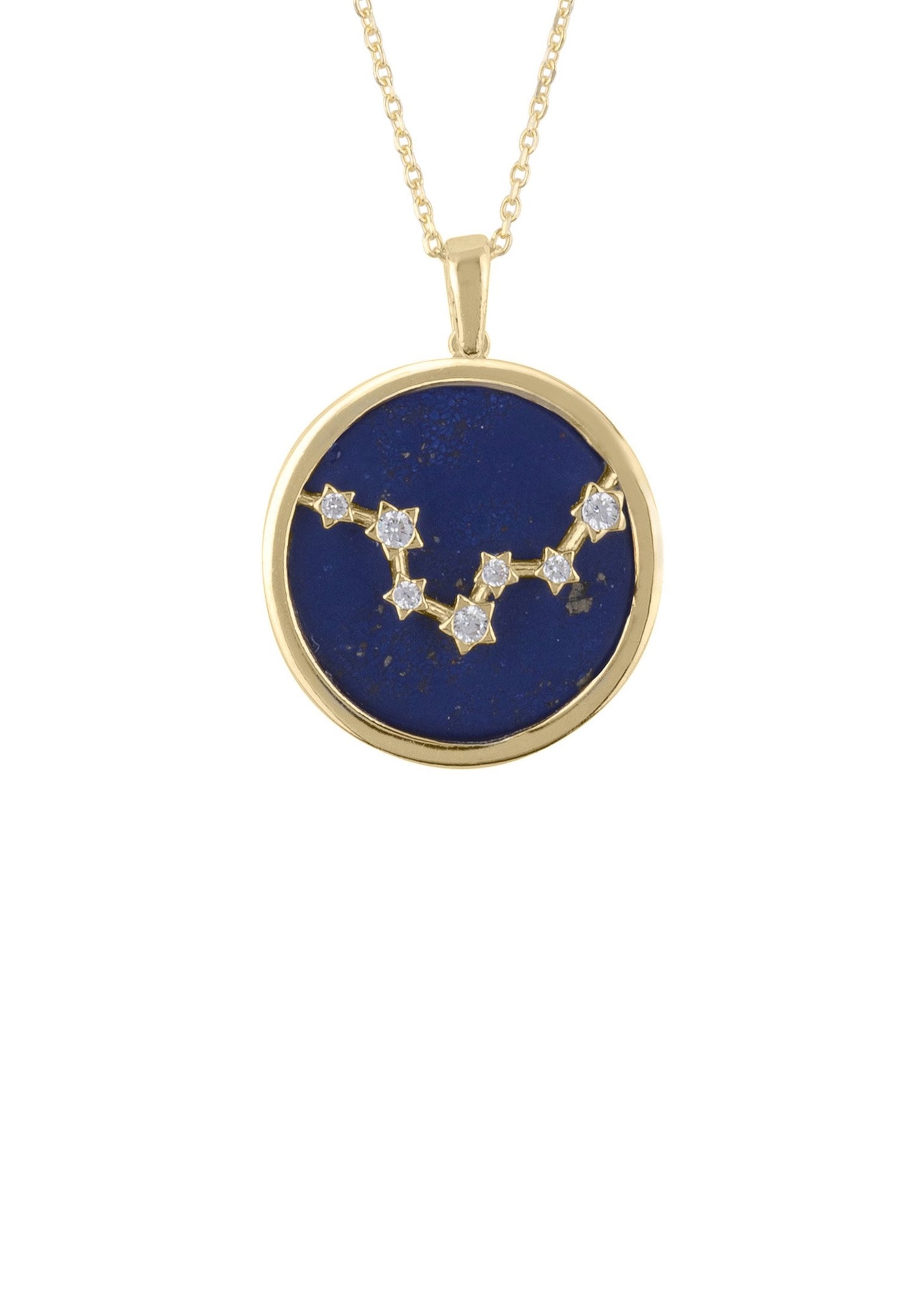 Pisces - necklace - 22 carat gold plated - lapis lazuli with white zirconia