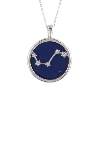 Aries necklace - 925 sterling silver - lapis lazuli with white zirconia