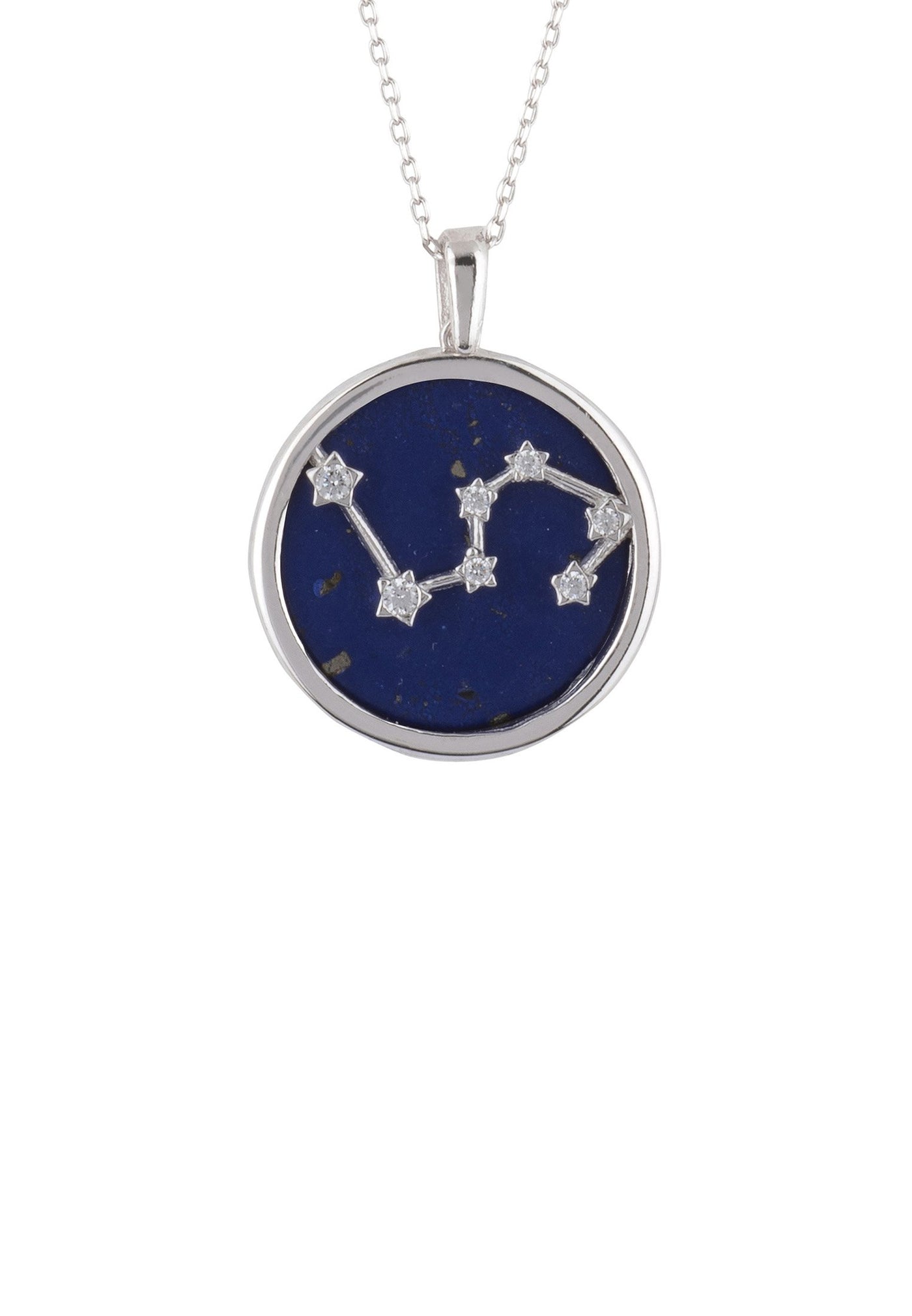 Leo necklace - 925 sterling silver - lapis lazuli with white zirconia
