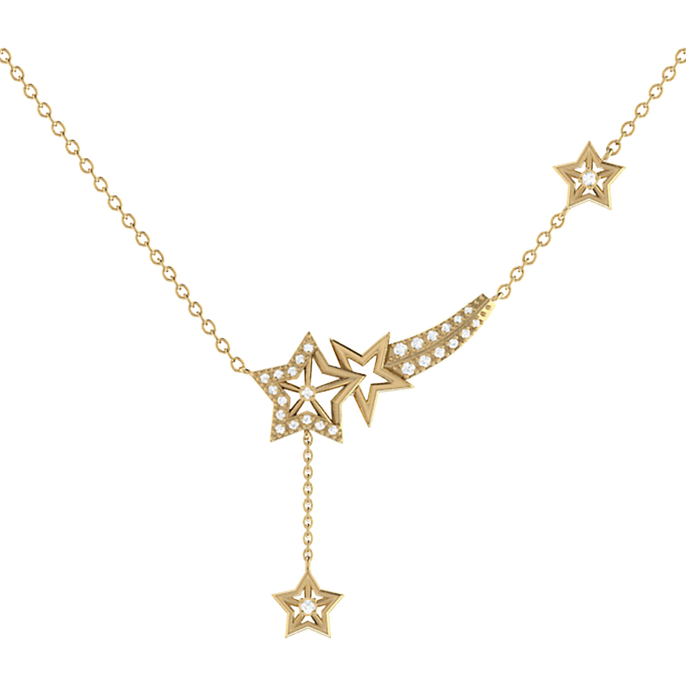 Necklace - Starlight with real diamonds - 14 carat gold plated
