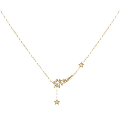 Necklace - Starlight with real diamonds - 14 carat gold plated