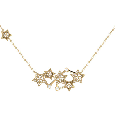 Necklace - Starburst - 14K gold plated - Diamonds