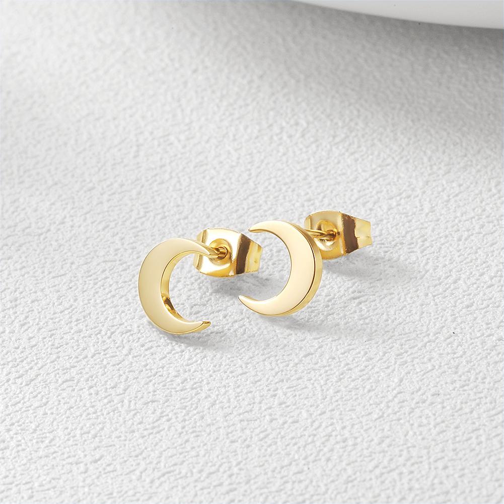 Stud earrings - crescent moon - 14 carat gold plated