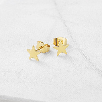 Stud earrings - stars - 14 carat gold plated