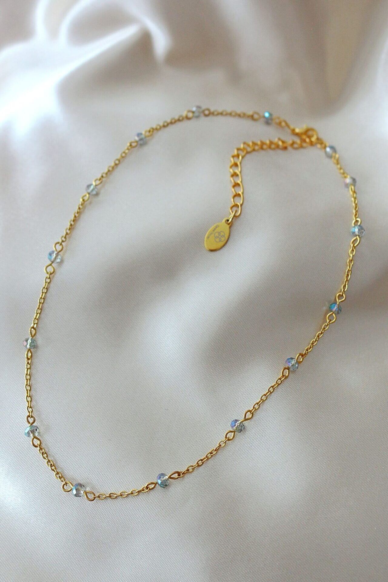Kristall-Halskette - Choker - 18 Karat vergoldet