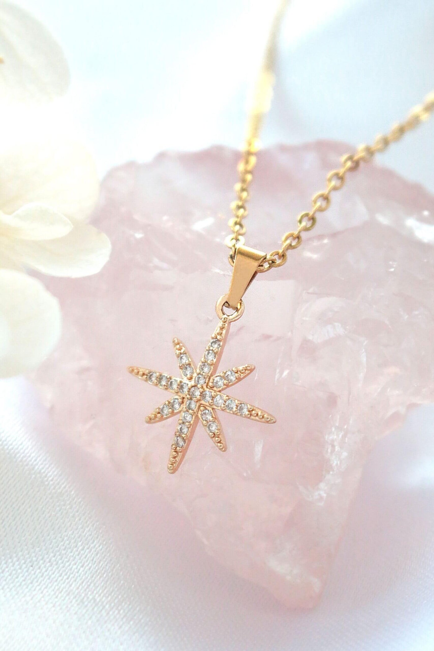 Polar star necklace 24 carat gold plated