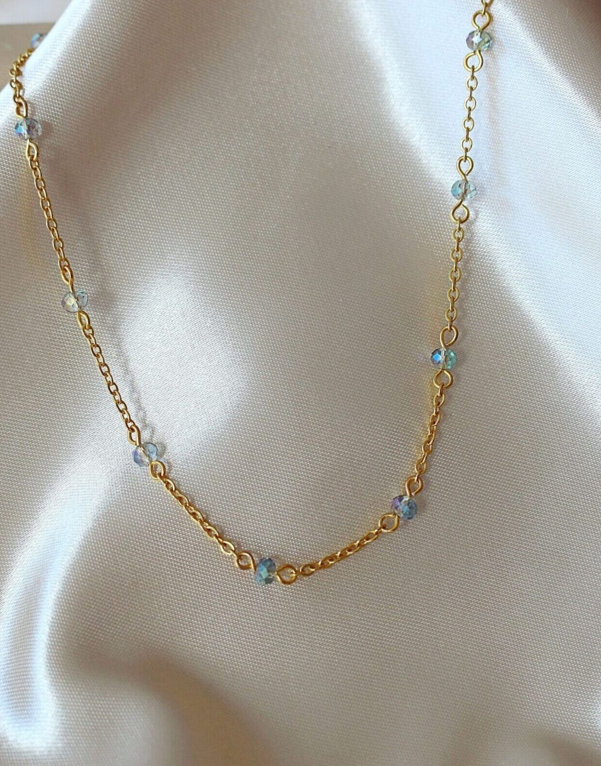 Crystal necklace - choker - 18k gold plated