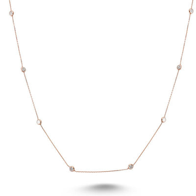 Short necklace - crystals - 18 carat gold, rose gold, silver