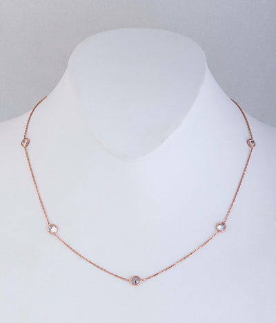 Short necklace - crystals - 18 carat gold, rose gold, silver